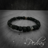 Bracelet Homme lave carrée, Hématite galvanisée et carré plat Bracelet Homme lave carrée, Hématite galvanisée et carré plat