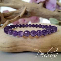 Pulseira Ametista 6mm facetado
