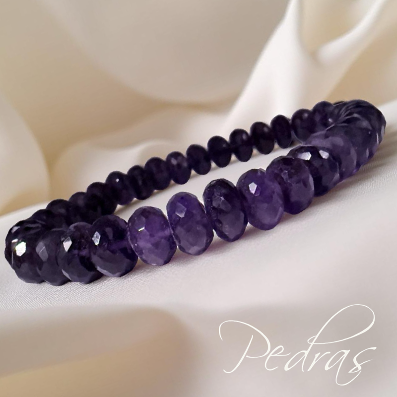 Bracelet Améthyste facetté aplatie