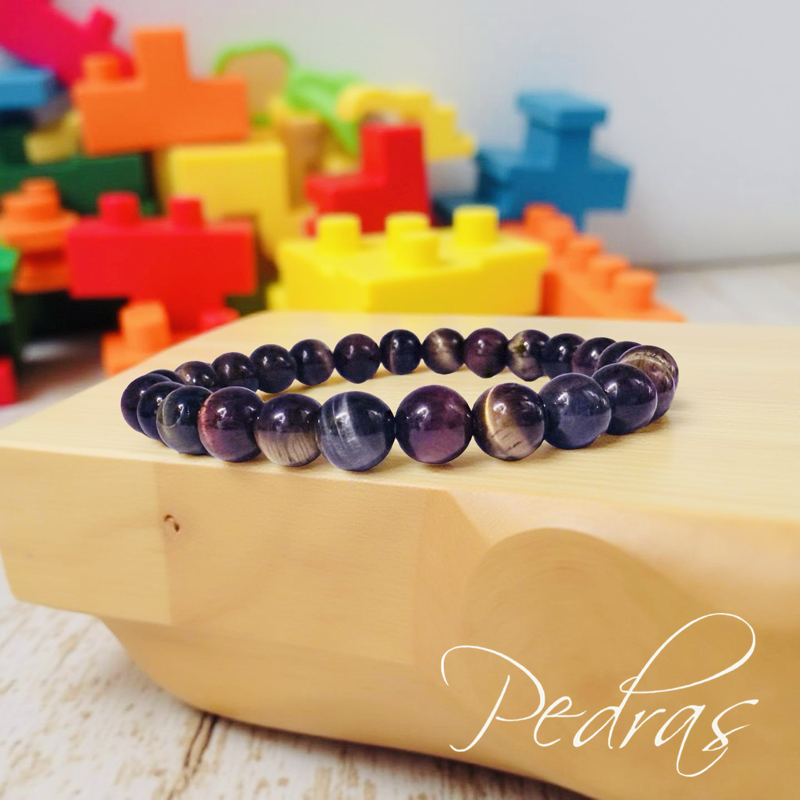 Bracelet enfant 3 yeux 8mm - Oeil de Tigre, Oeil de Facon et Oeil de Taureau