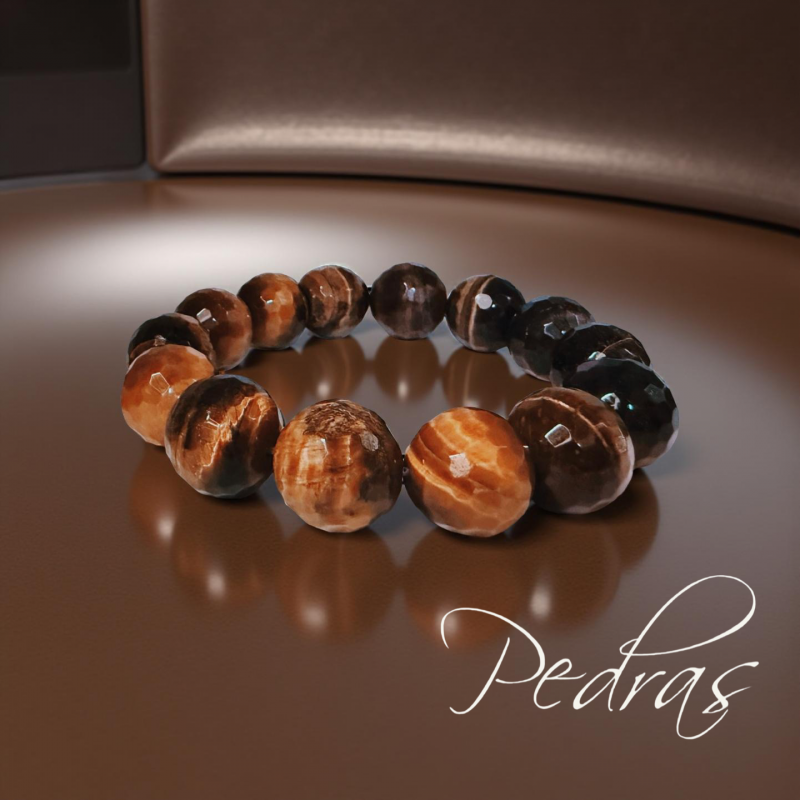 Bracelet Oeil de Tigre facetté12mm